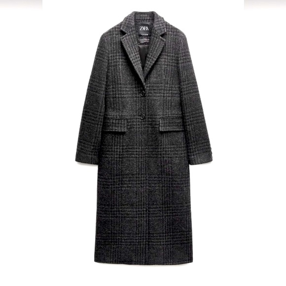 Zara Manteco Wool Plaid Coat